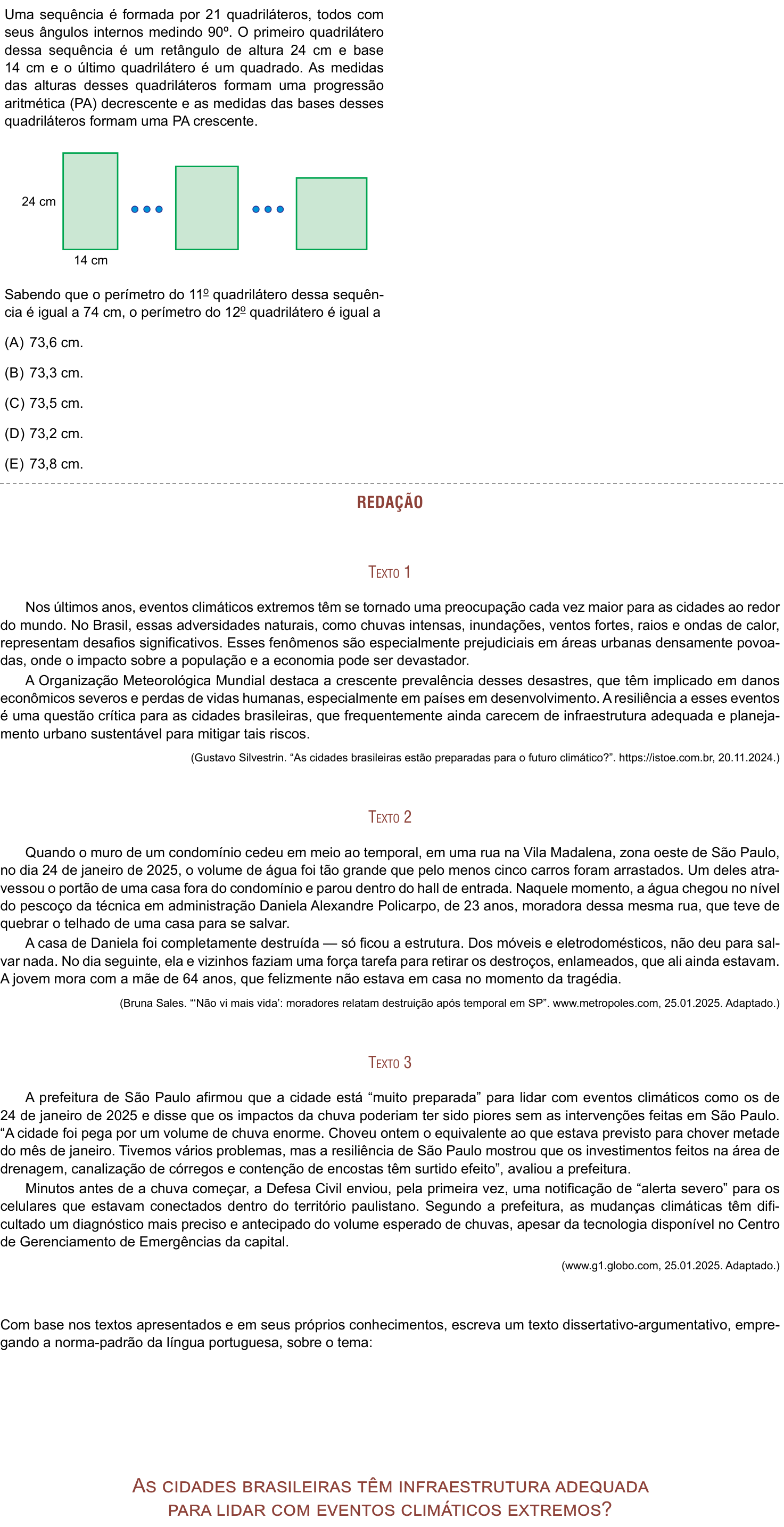 Questão 40 no caderno Prova II do São Camilo 2025