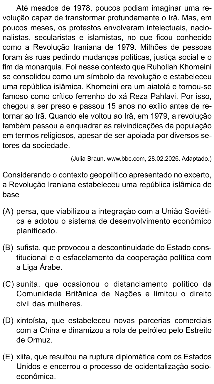 Questão 17 no caderno Prova II do São Camilo 2026