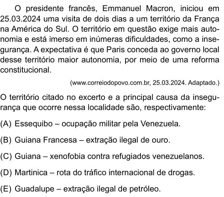 Questão 36 no caderno Conhecimentos Gerais da FMABC 2025
