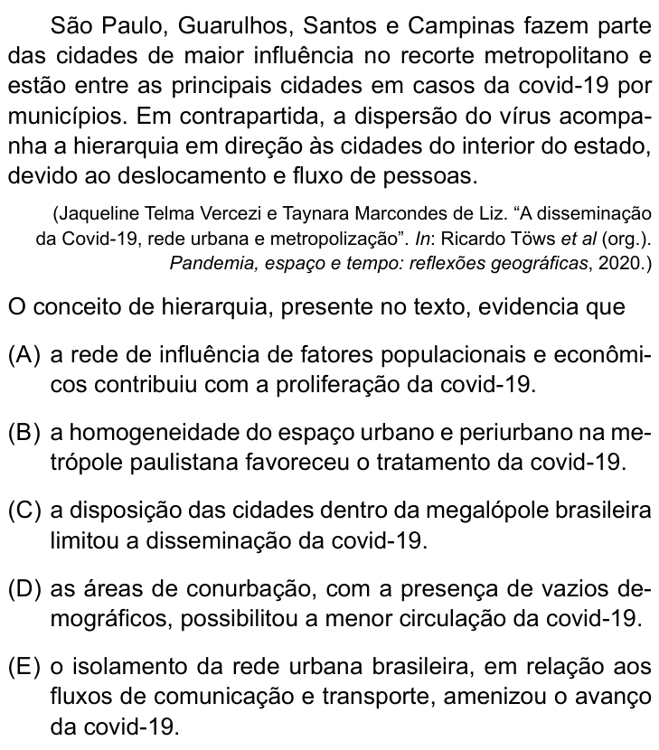 Questão 37 no caderno Conhecimentos Gerais da FMABC 2025
