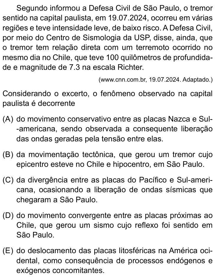 Questão 38 no caderno Conhecimentos Gerais da FMABC 2025