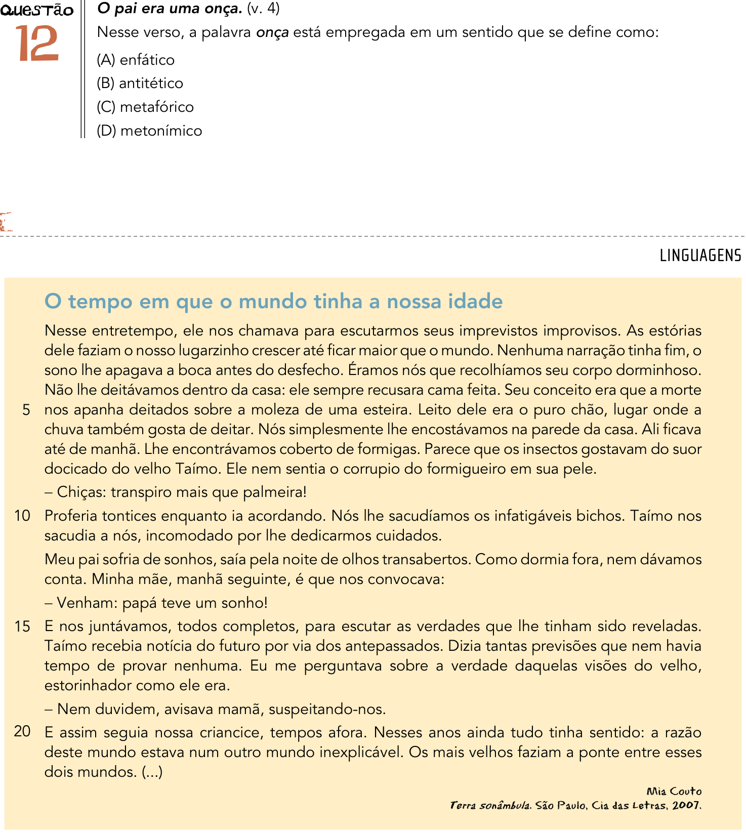 Questão 12 no caderno 1º Exame de Qualificação da UERJ 2014