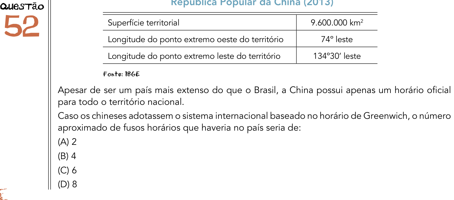 Questão 52 no caderno 1º Exame de Qualificação da UERJ 2014