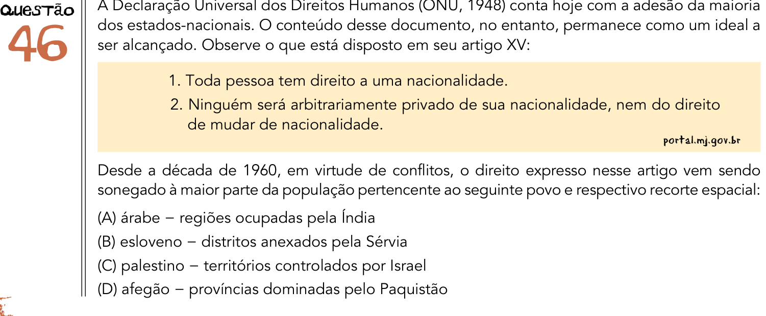 Questão 46 no caderno 2º Exame de Qualificação da UERJ 2014