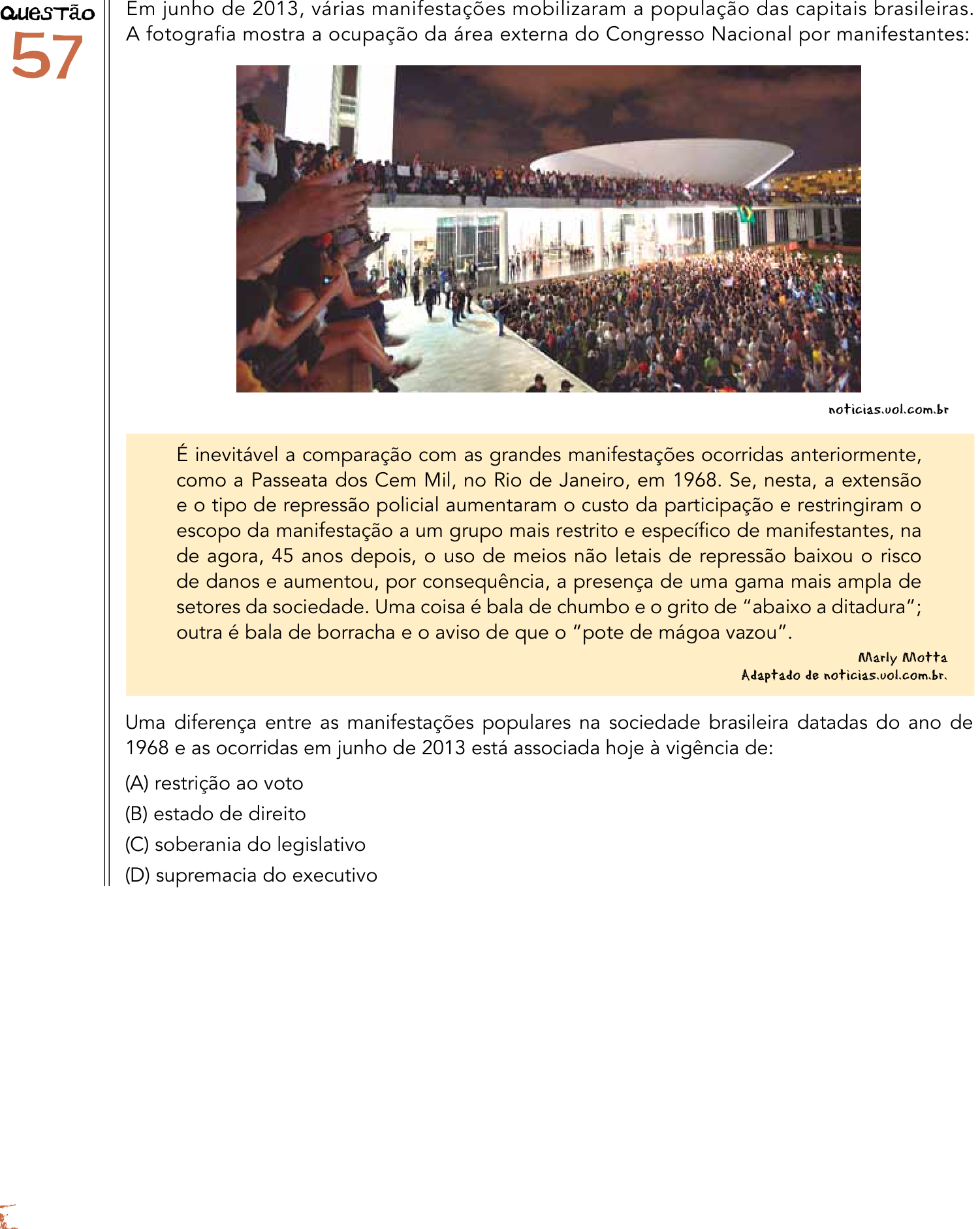 Questão 57 no caderno 2º Exame de Qualificação da UERJ 2014