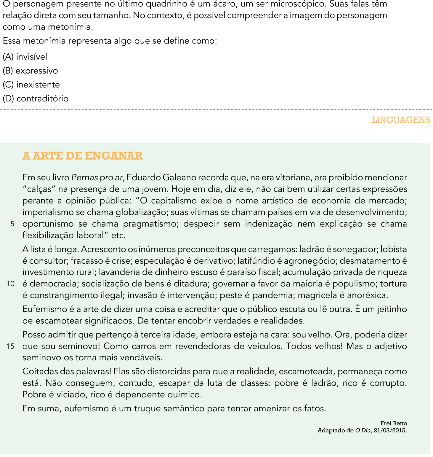 Questão 8 no caderno 1º Exame de Qualificação da UERJ 2016