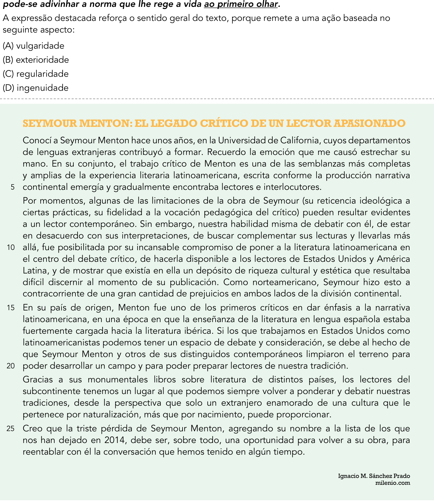 Questão 16 no caderno 2º Exame de Qualificação da UERJ 2016