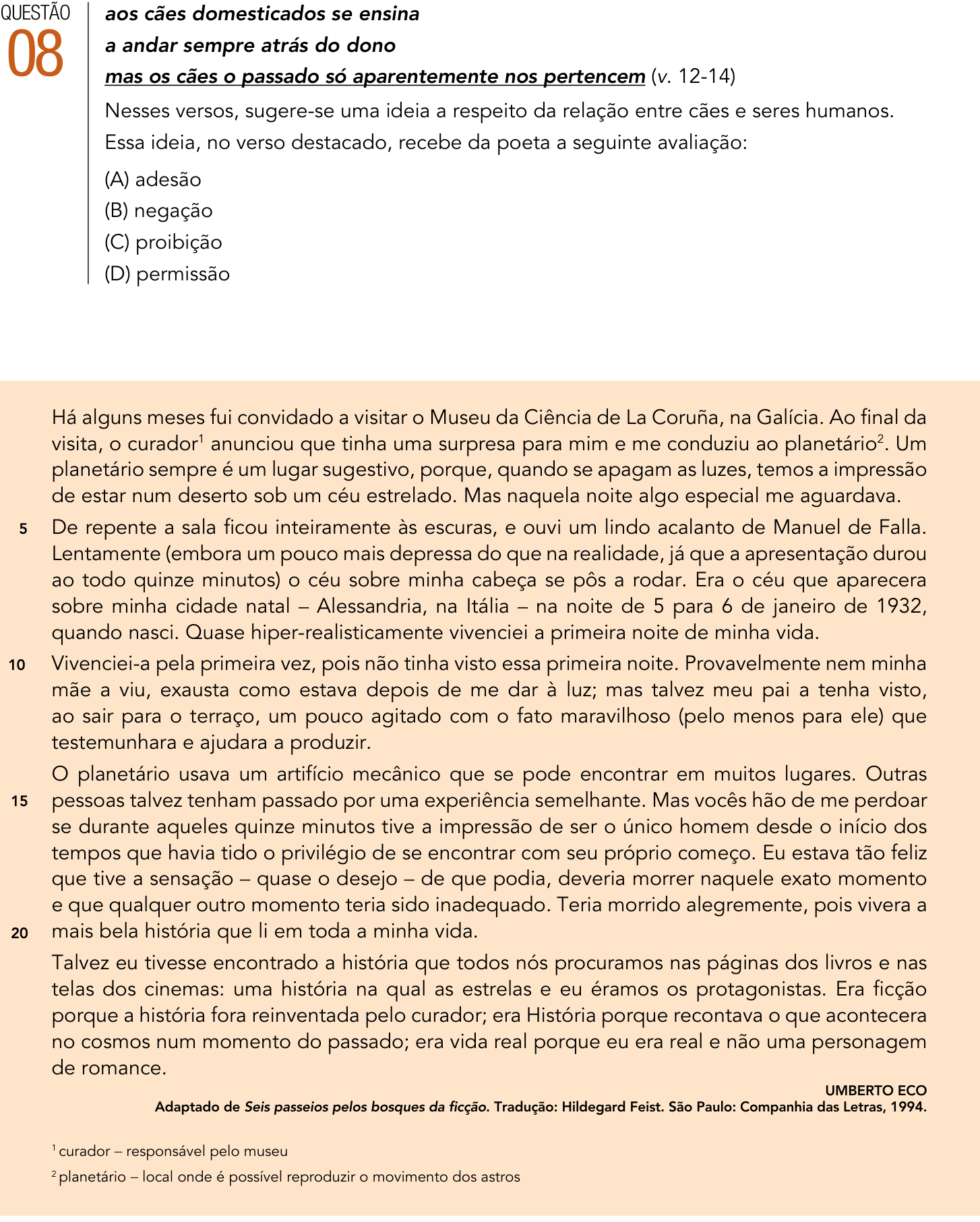 Questão 8 no caderno 1º Exame de Qualificação da UERJ 2017