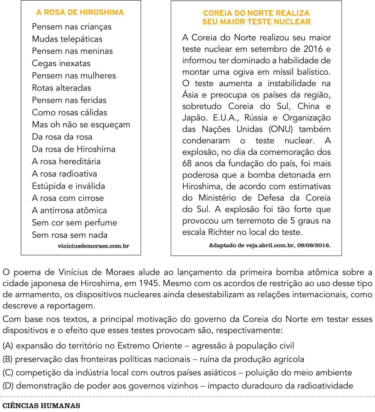Questão 51 no caderno 1º Exame de Qualificação da UERJ 2018
