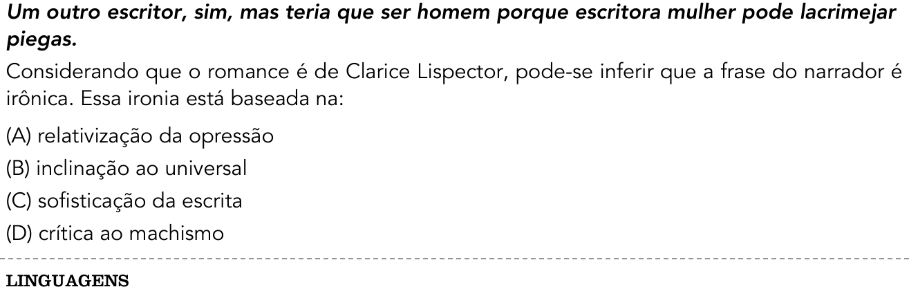 Questão 19 no caderno 2º Exame de Qualificação da UERJ 2018