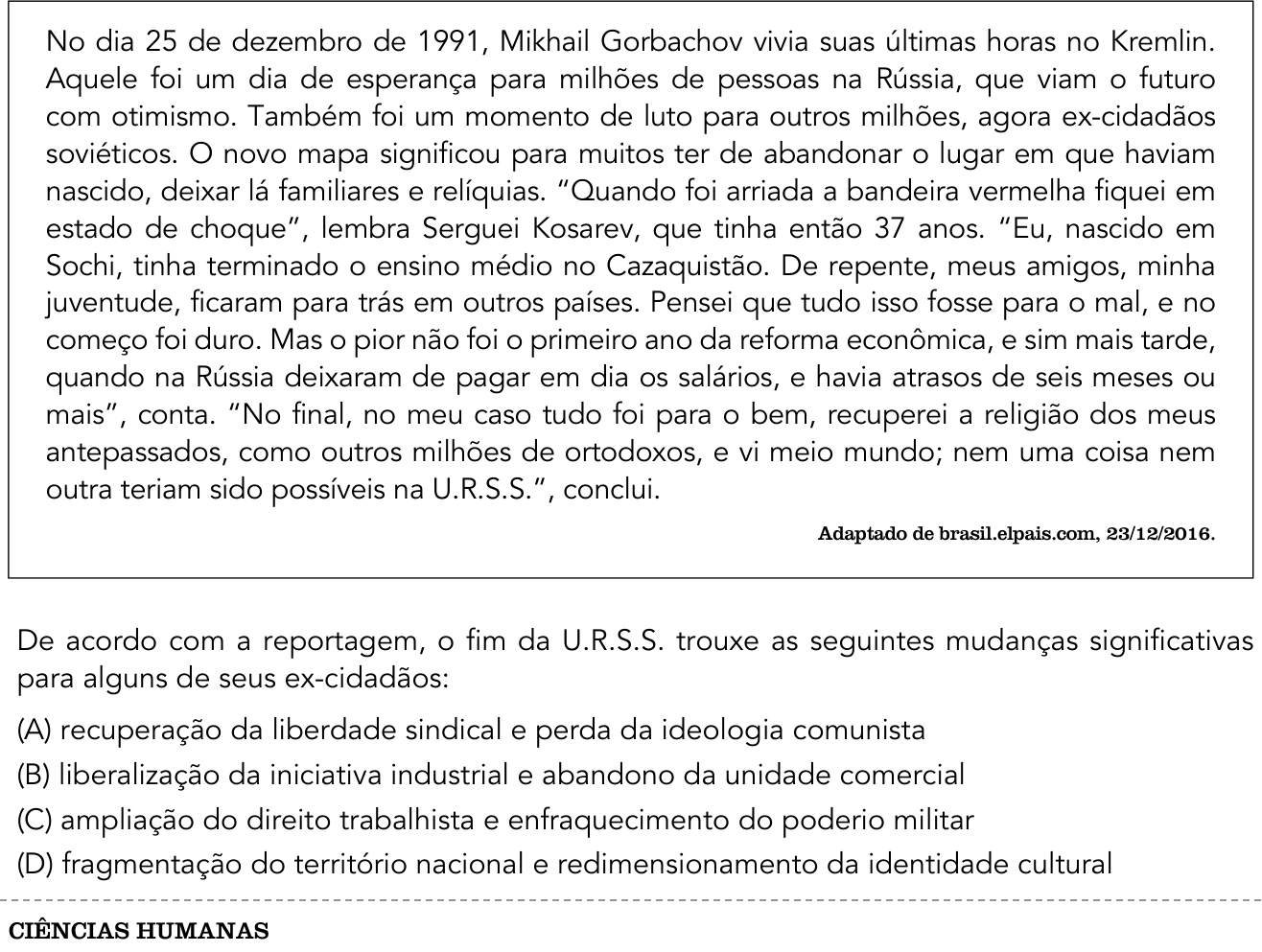 Questão 54 no caderno 2º Exame de Qualificação da UERJ 2018