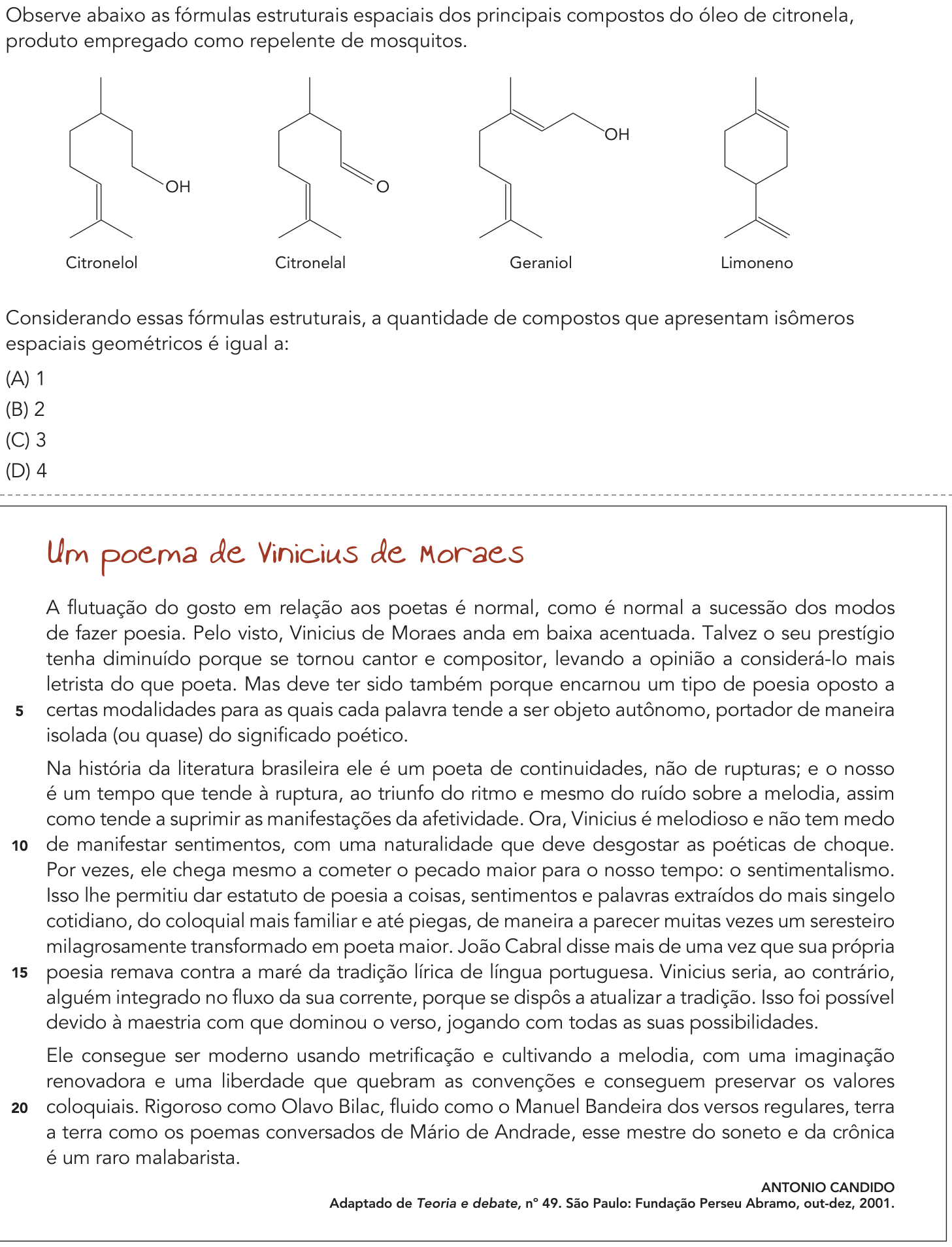 Questão 11 no caderno 1º Exame de Qualificação da UERJ 2019