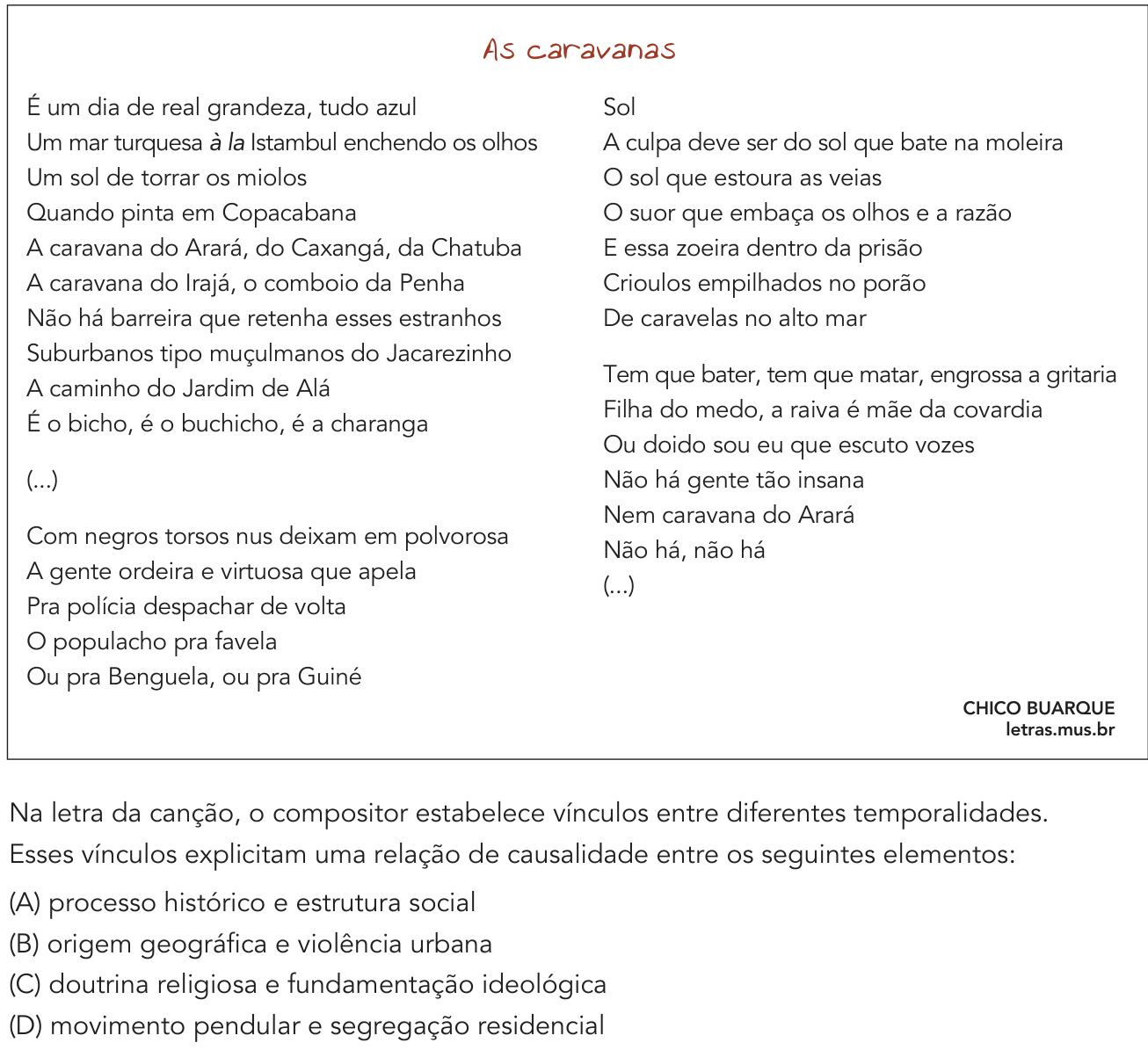 Questão 50 no caderno 1º Exame de Qualificação da UERJ 2019