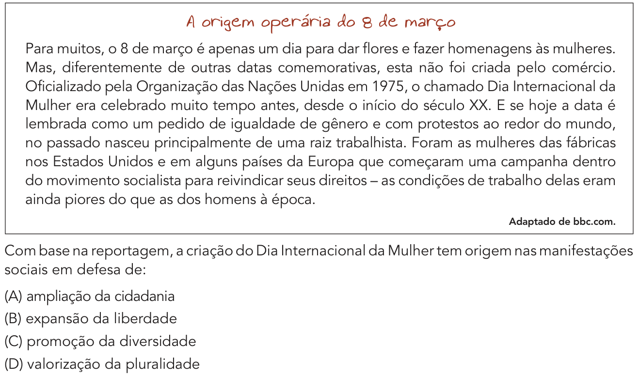 Questão 52 no caderno 1º Exame de Qualificação da UERJ 2019