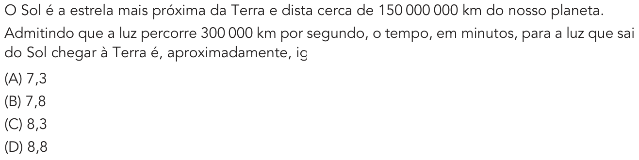 Questão 8 no caderno 2º Exame de Qualificação da UERJ 2019