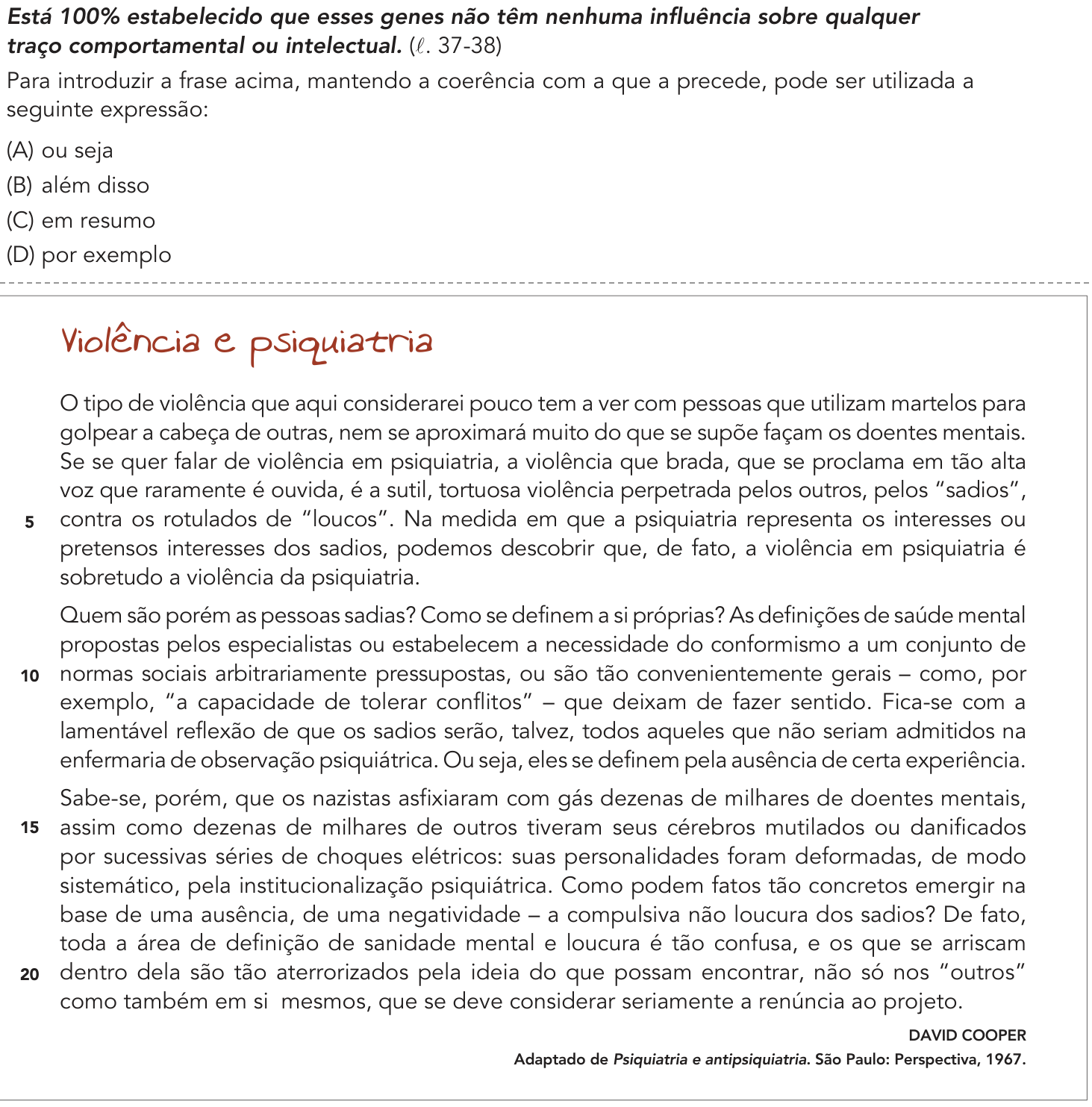 Questão 14 no caderno 2º Exame de Qualificação da UERJ 2019