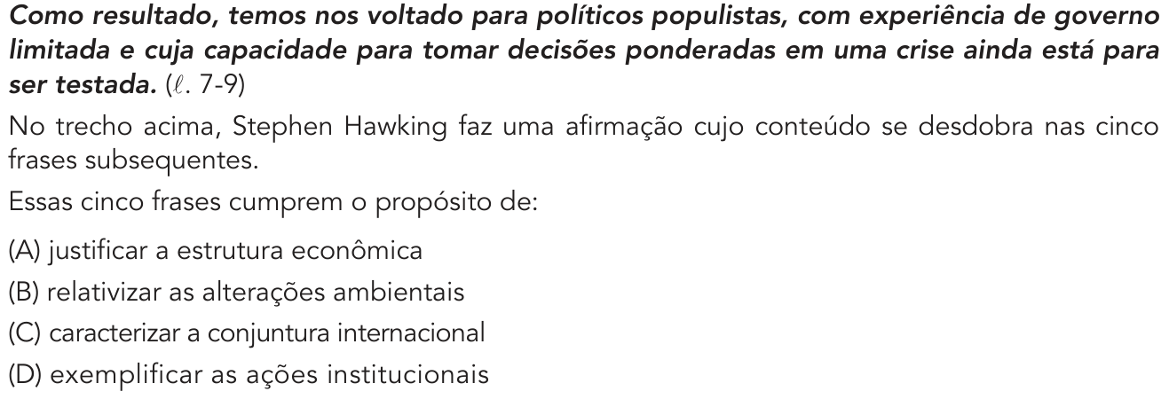 Questão 6 no caderno 1º Exame de Qualificação da UERJ 2020