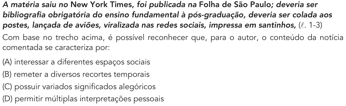 Questão 10 no caderno 1º Exame de Qualificação da UERJ 2020