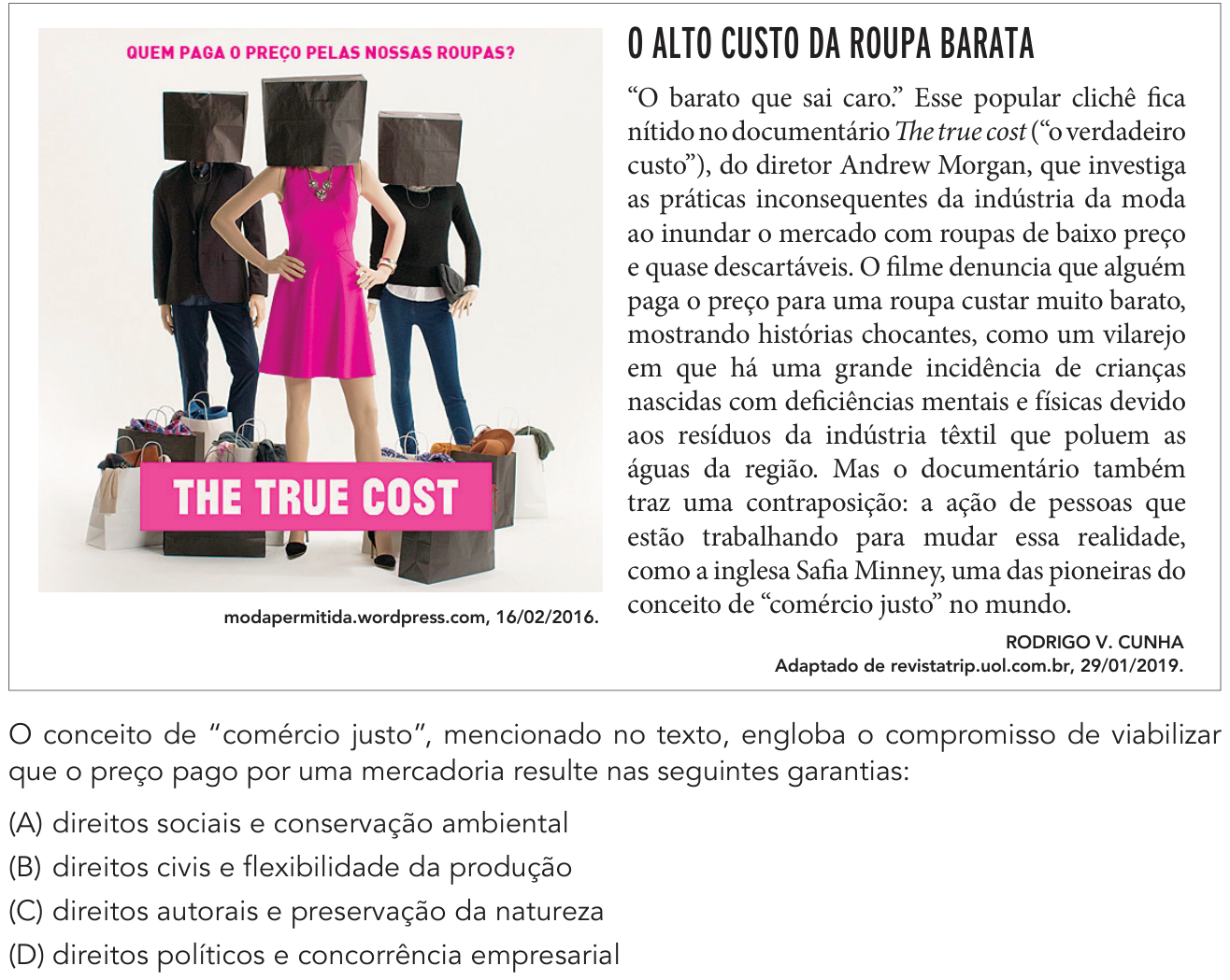 Questão 47 no caderno 1º Exame de Qualificação da UERJ 2020
