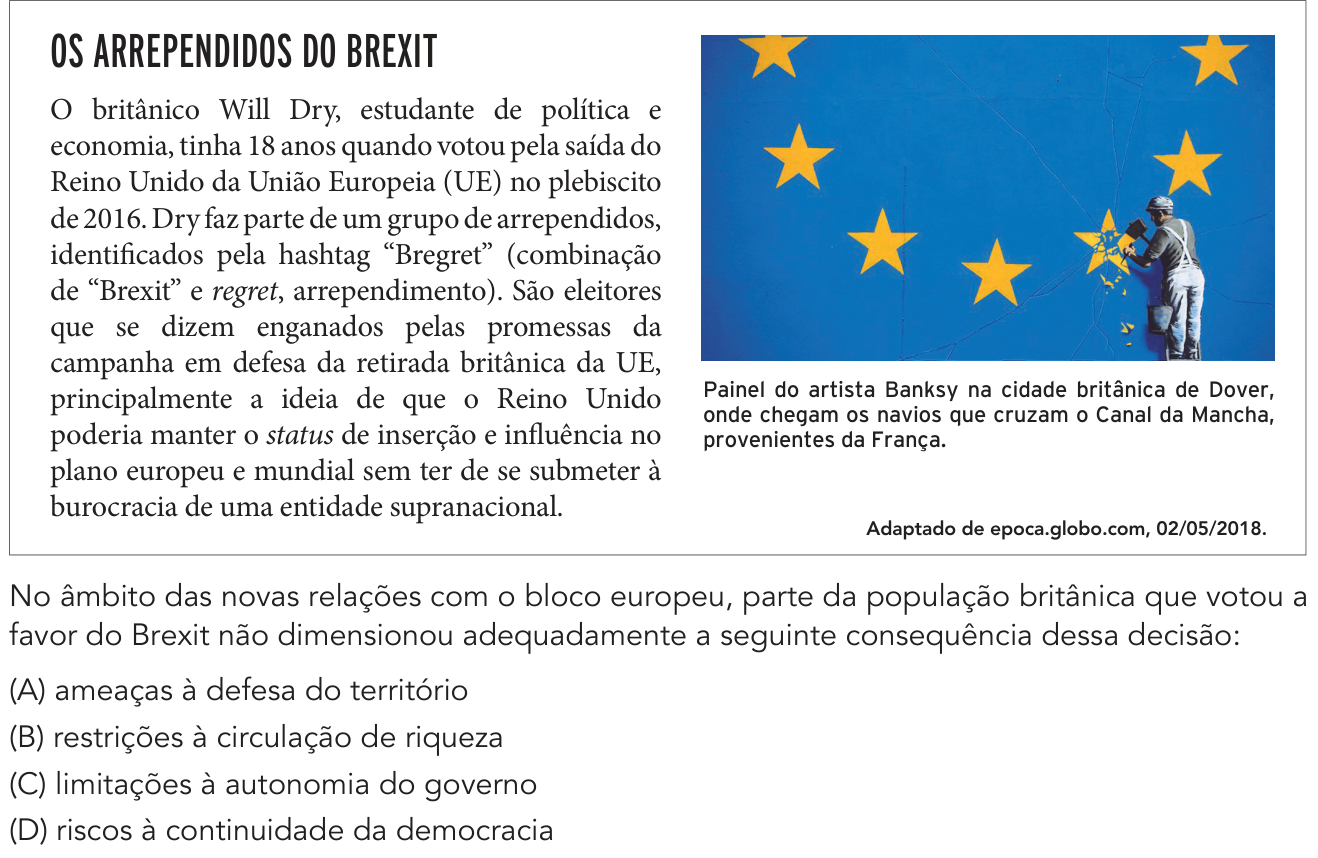 Questão 50 no caderno 1º Exame de Qualificação da UERJ 2020