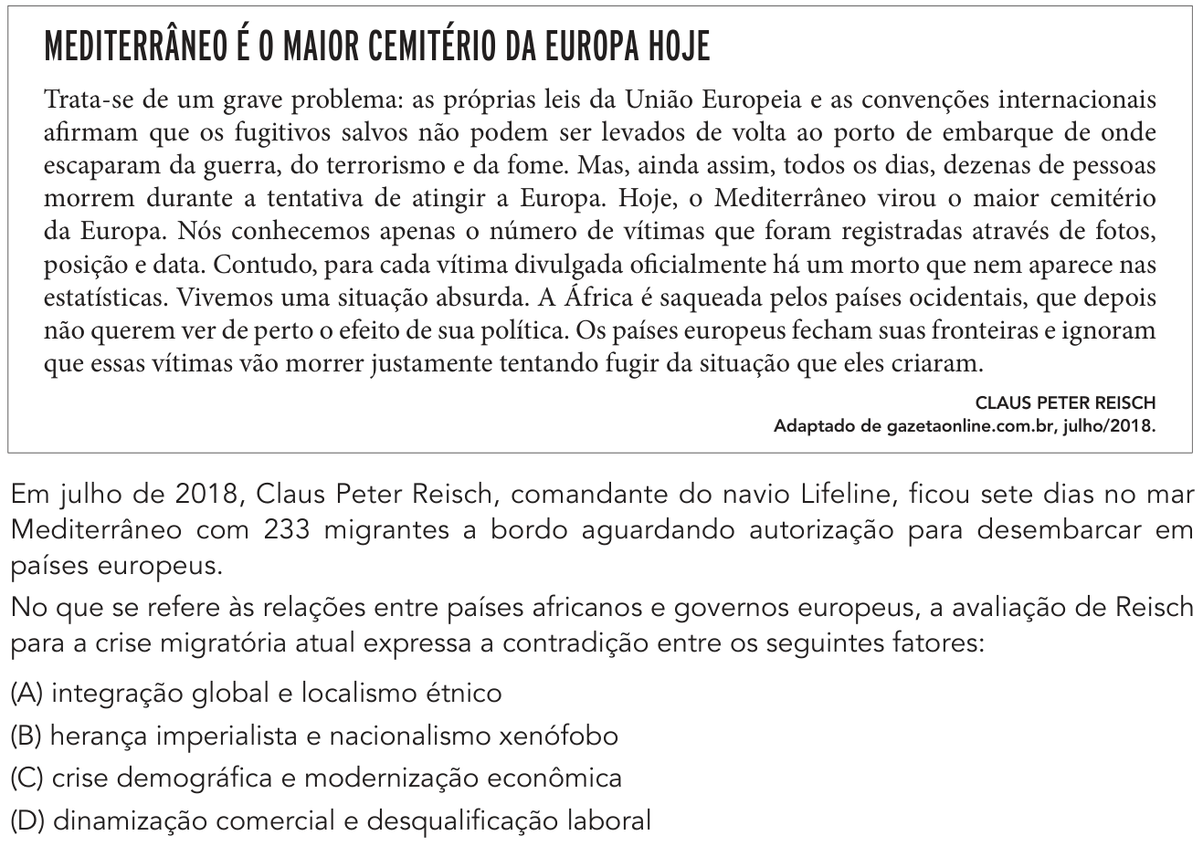 Questão 51 no caderno 1º Exame de Qualificação da UERJ 2020