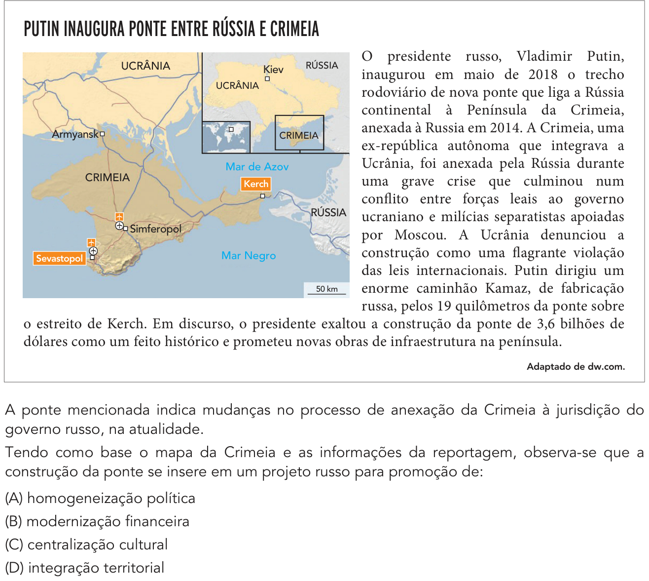 Questão 59 no caderno 1º Exame de Qualificação da UERJ 2020