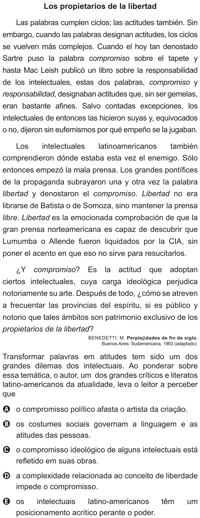 Questão 2 no caderno Azul do ENEM 2020