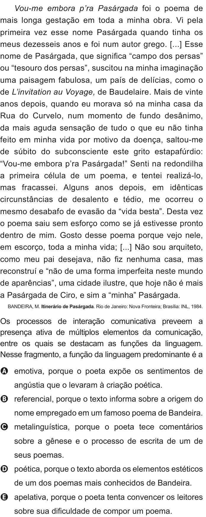 Questão 6 no caderno Azul do ENEM 2020