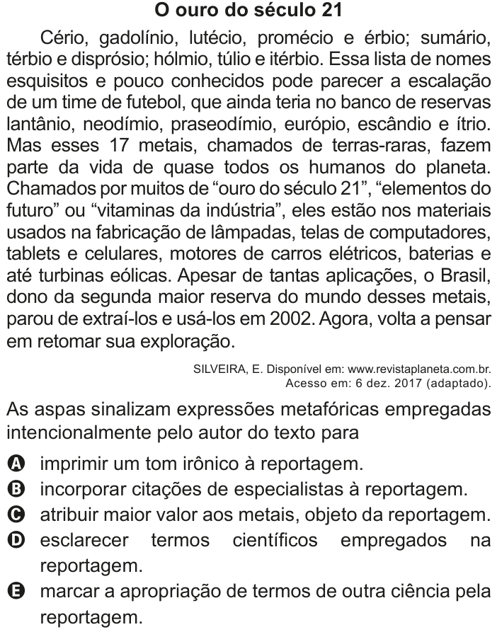 Questão 10 no caderno Azul do ENEM 2020