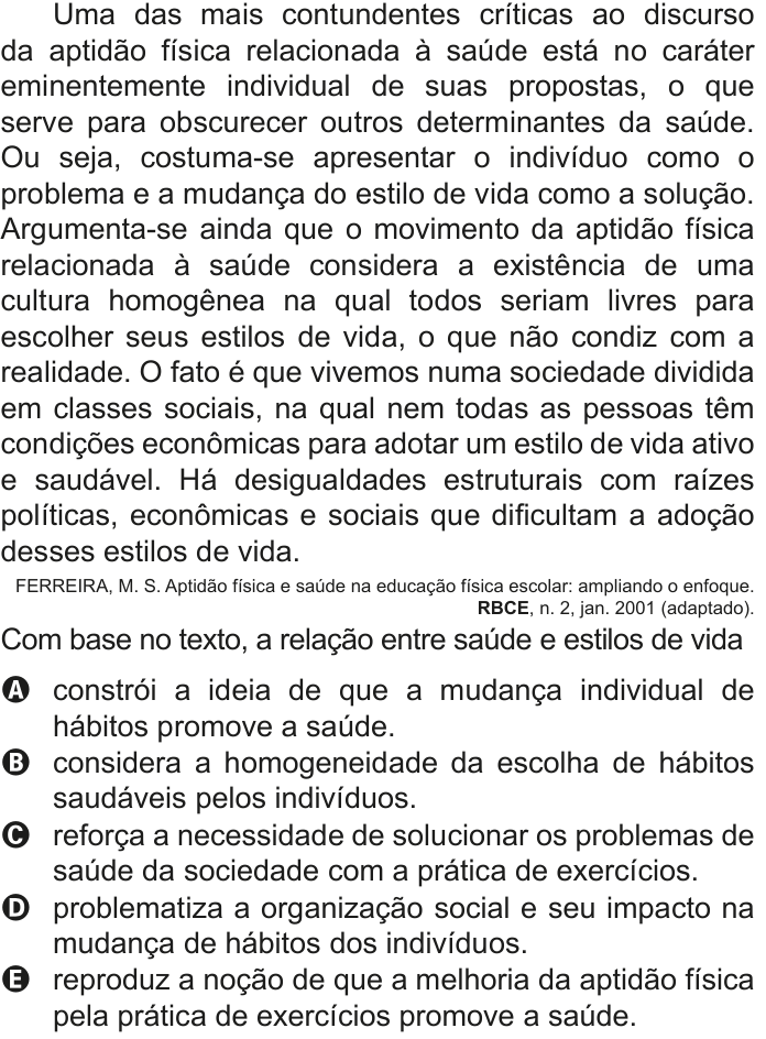 Questão 17 no caderno Azul do ENEM 2020