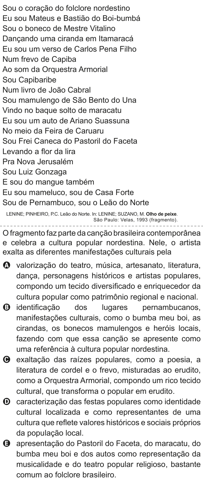 Questão 21 no caderno Azul do ENEM 2020