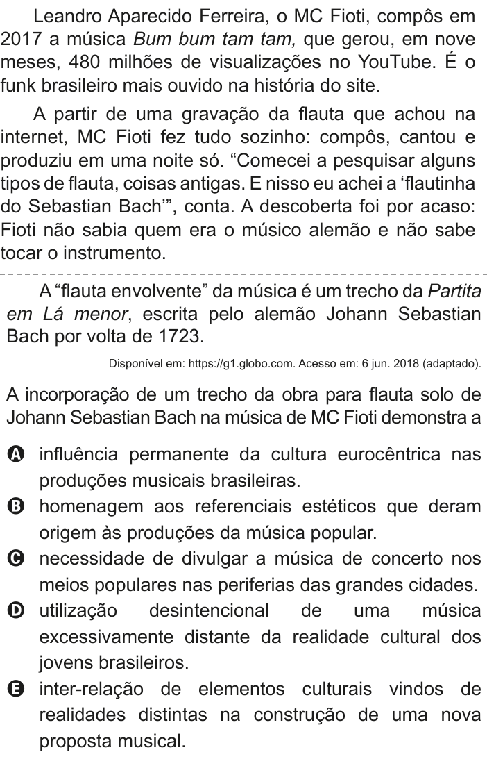Questão 28 no caderno Azul do ENEM 2020