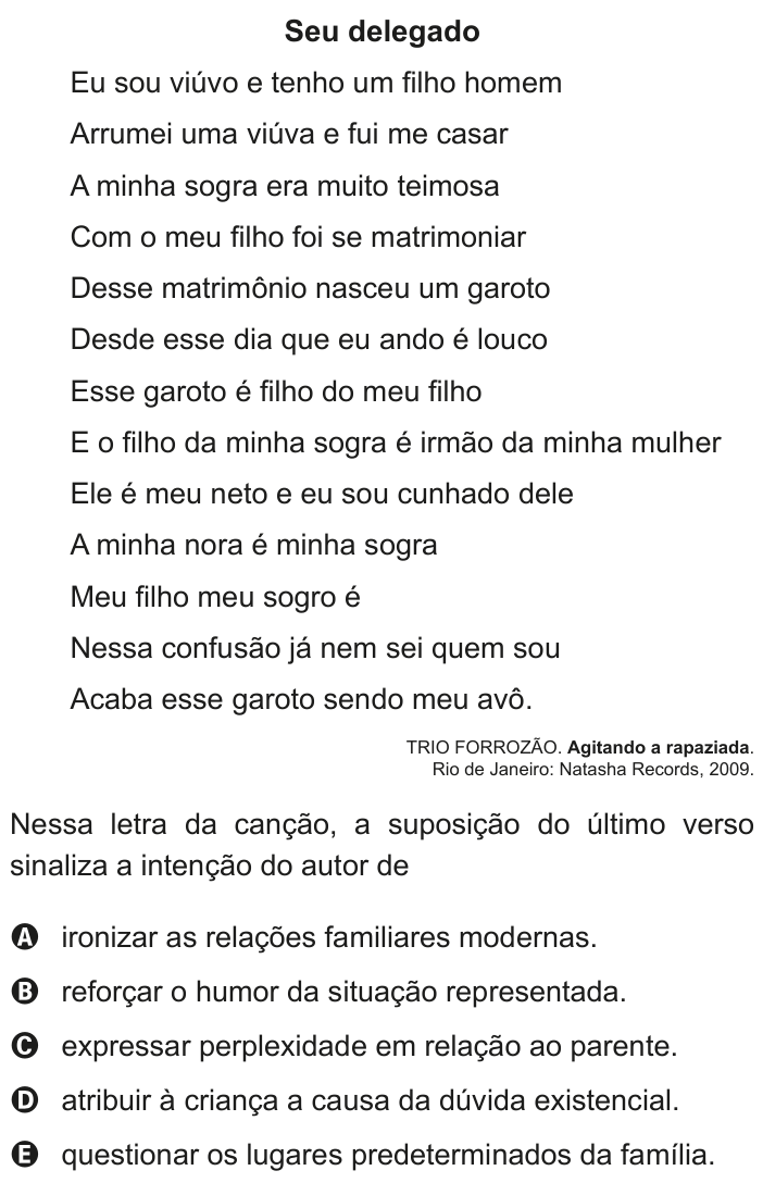 Questão 29 no caderno Azul do ENEM 2020