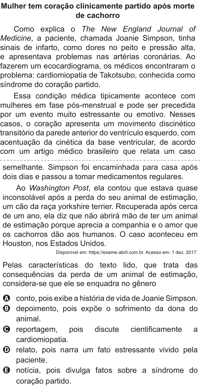 Questão 31 no caderno Azul do ENEM 2020