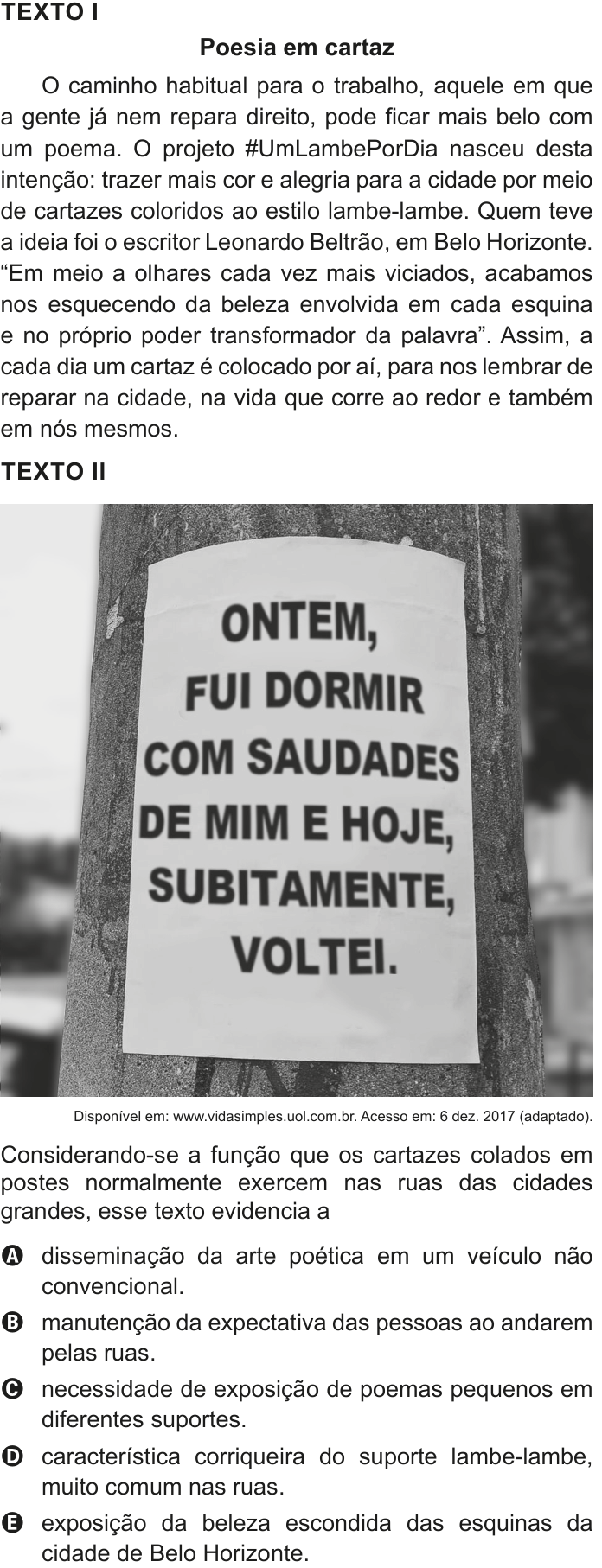 Questão 33 no caderno Azul do ENEM 2020