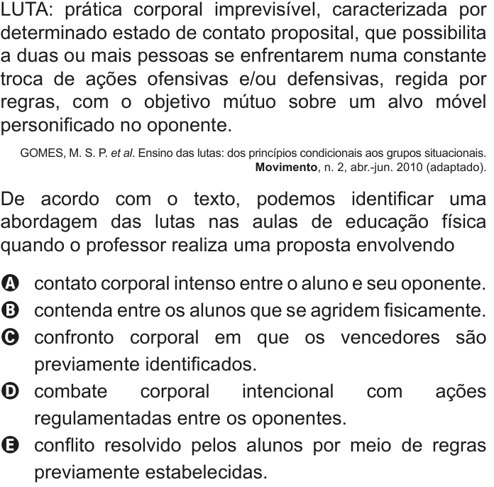 Questão 36 no caderno Azul do ENEM 2020