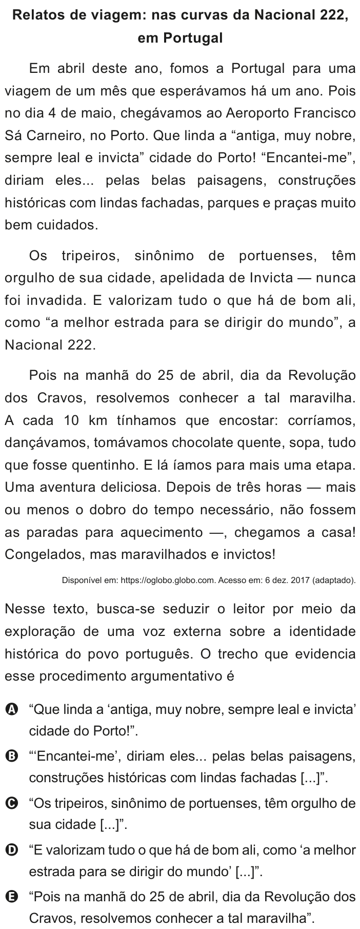 Questão 38 no caderno Azul do ENEM 2020