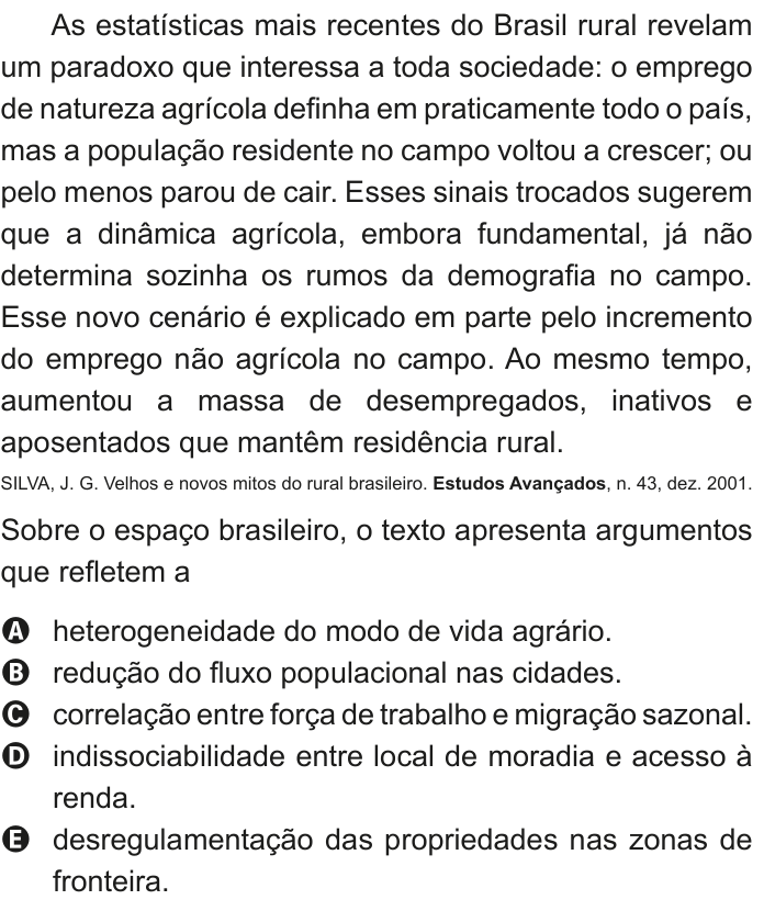Questão 47 no caderno Azul do ENEM 2020