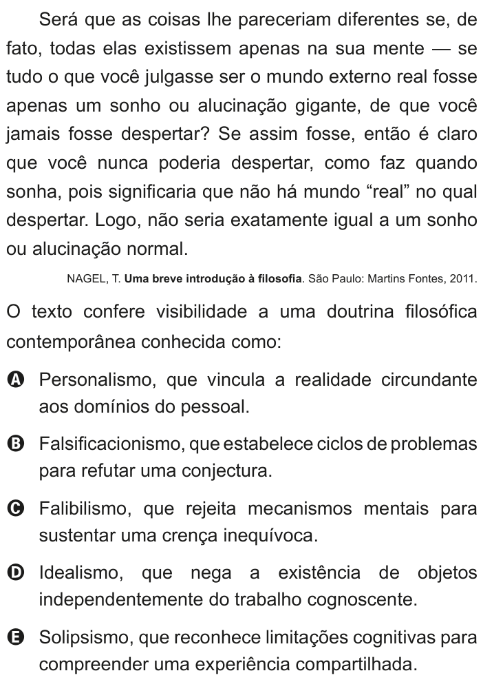 Questão 55 no caderno Azul do ENEM 2020