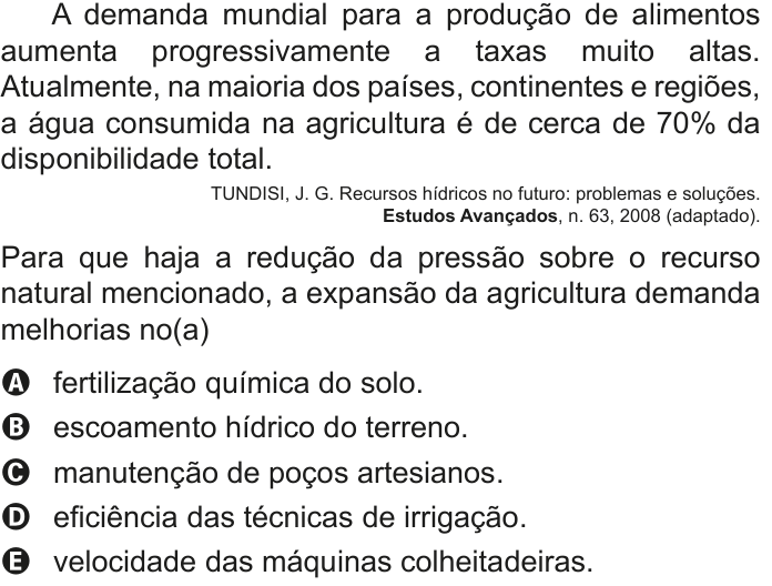 Questão 56 no caderno Azul do ENEM 2020