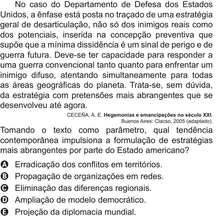 Questão 57 no caderno Azul do ENEM 2020