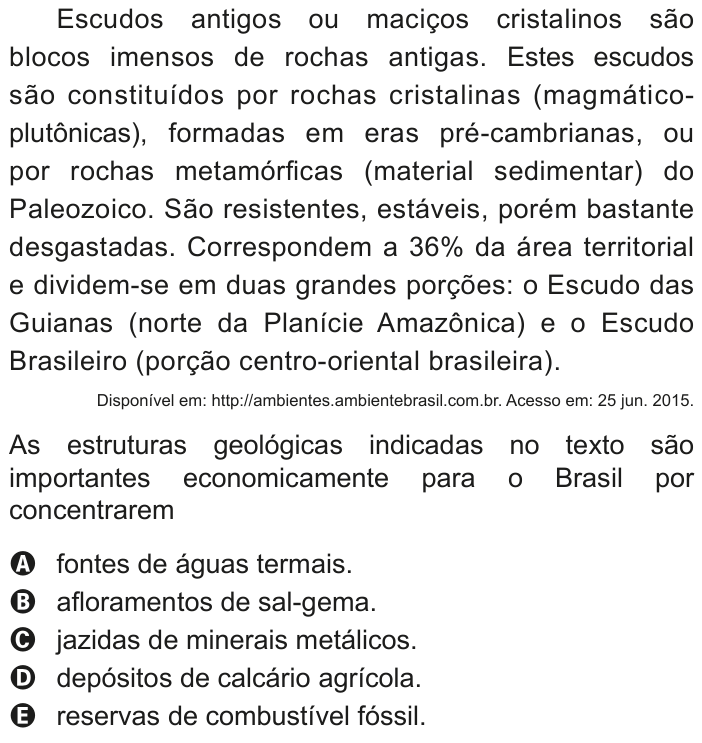 Questão 59 no caderno Azul do ENEM 2020