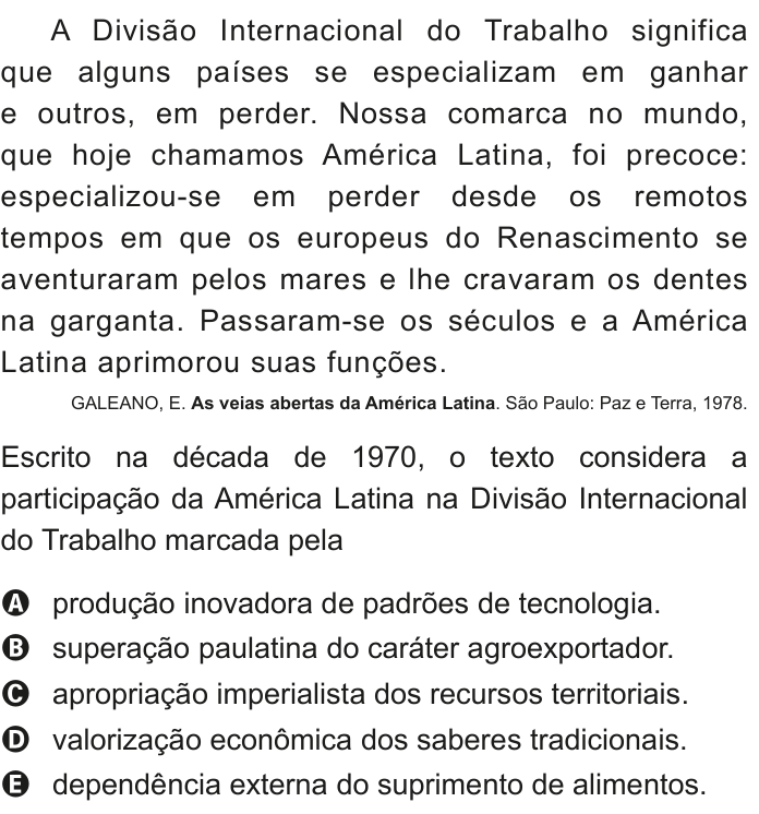 Questão 61 no caderno Azul do ENEM 2020