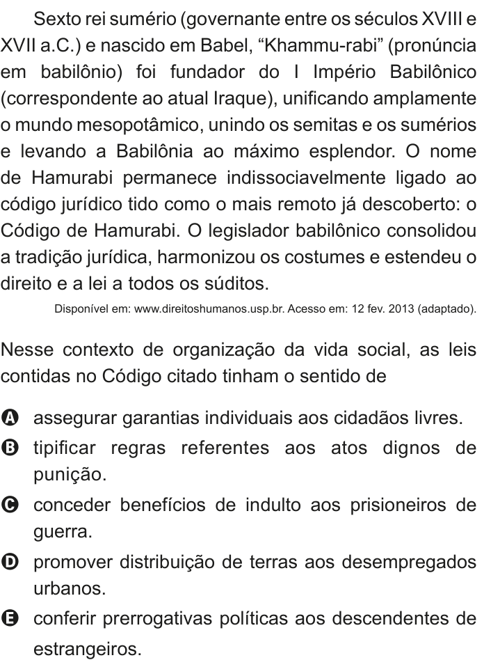 Questão 62 no caderno Azul do ENEM 2020
