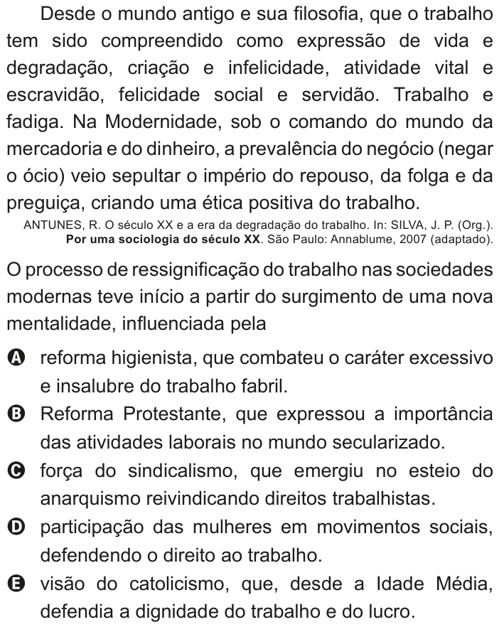 Questão 63 no caderno Azul do ENEM 2020