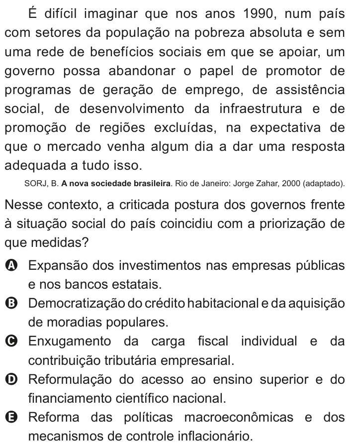 Questão 64 no caderno Azul do ENEM 2020