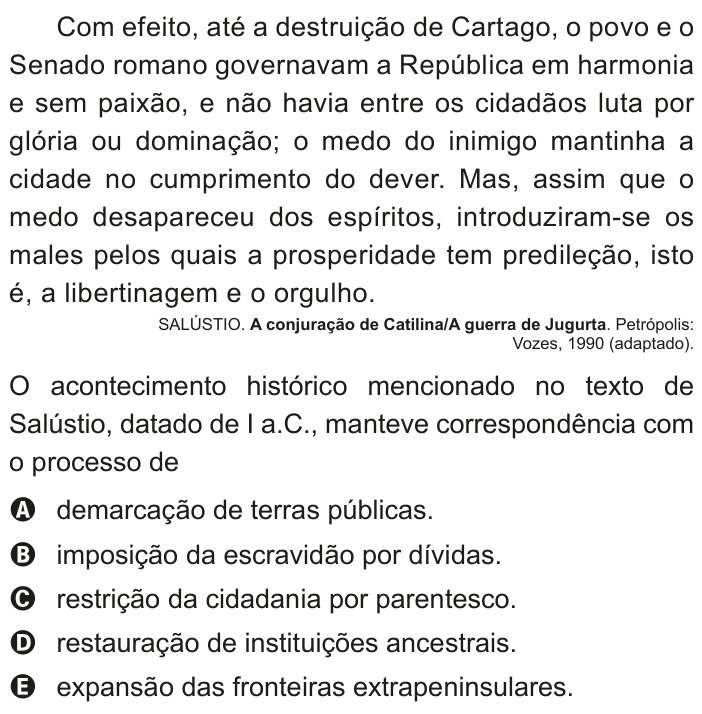 Questão 70 no caderno Azul do ENEM 2020