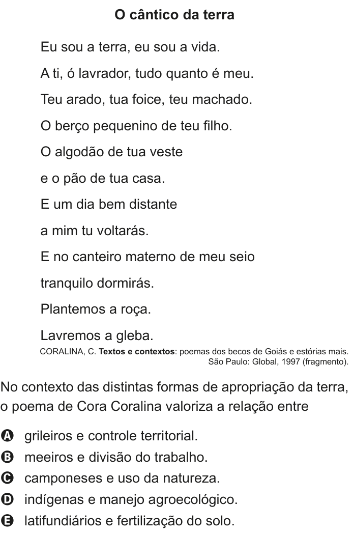 Questão 71 no caderno Azul do ENEM 2020