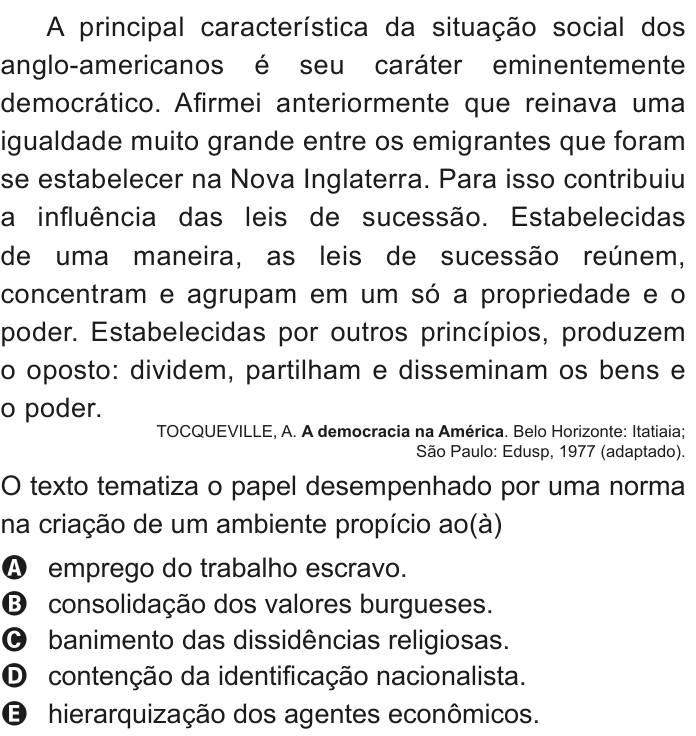 Questão 76 no caderno Azul do ENEM 2020