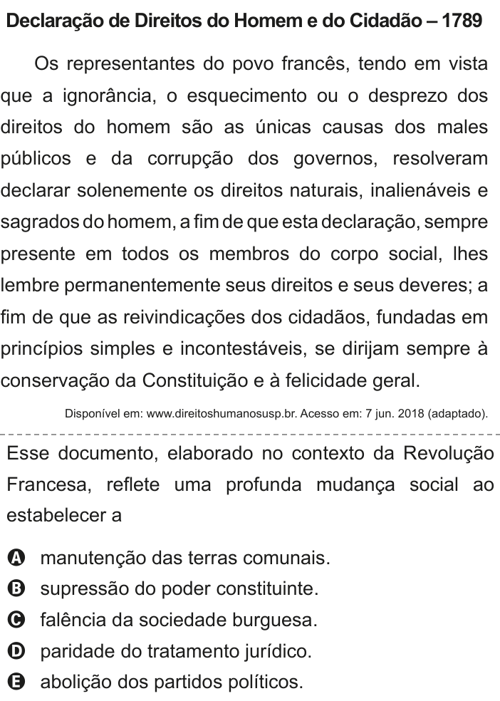 Questão 86 no caderno Azul do ENEM 2020